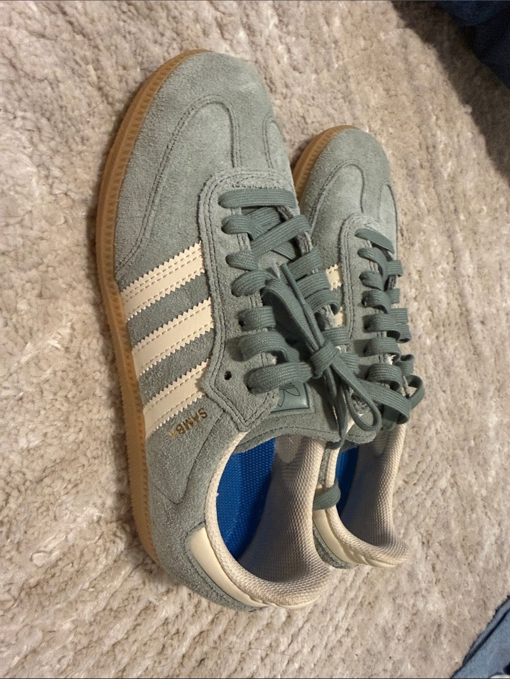 Women’s adidas samba Suede Sneakers in Sage Green and Cream
